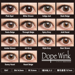 日本直邮-Dope Wink日抛美瞳/隐形眼镜-10片装-DIA14.5mm | BC8.6mm | 含水率 38.0%