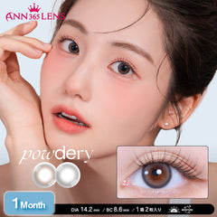 日本直邮-Ann365Lens Powdery月抛美瞳/隐形眼镜-2片装-DIA14.2mm | BC8.6mm | 含水率38.5%