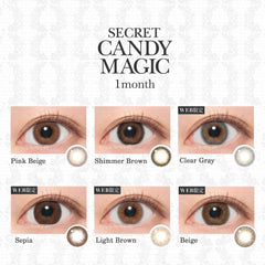 日本直邮-Secret Candymagic月抛美瞳/隐形眼镜-1片装-DIA14.5mm | BC8.8mm | 低含水38.0％