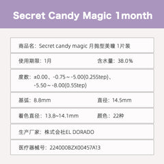 日本直邮-Secret Candymagic月抛美瞳/隐形眼镜-1片装-DIA14.5mm | BC8.8mm | 低含水38.0％
