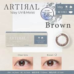 【日本美瞳/日本直邮】 ARTIRAL 1day 58UVM 日抛 1箱10枚 直径(DIA)14.2mm  含水率58.0%  BC8.7mm 防UV